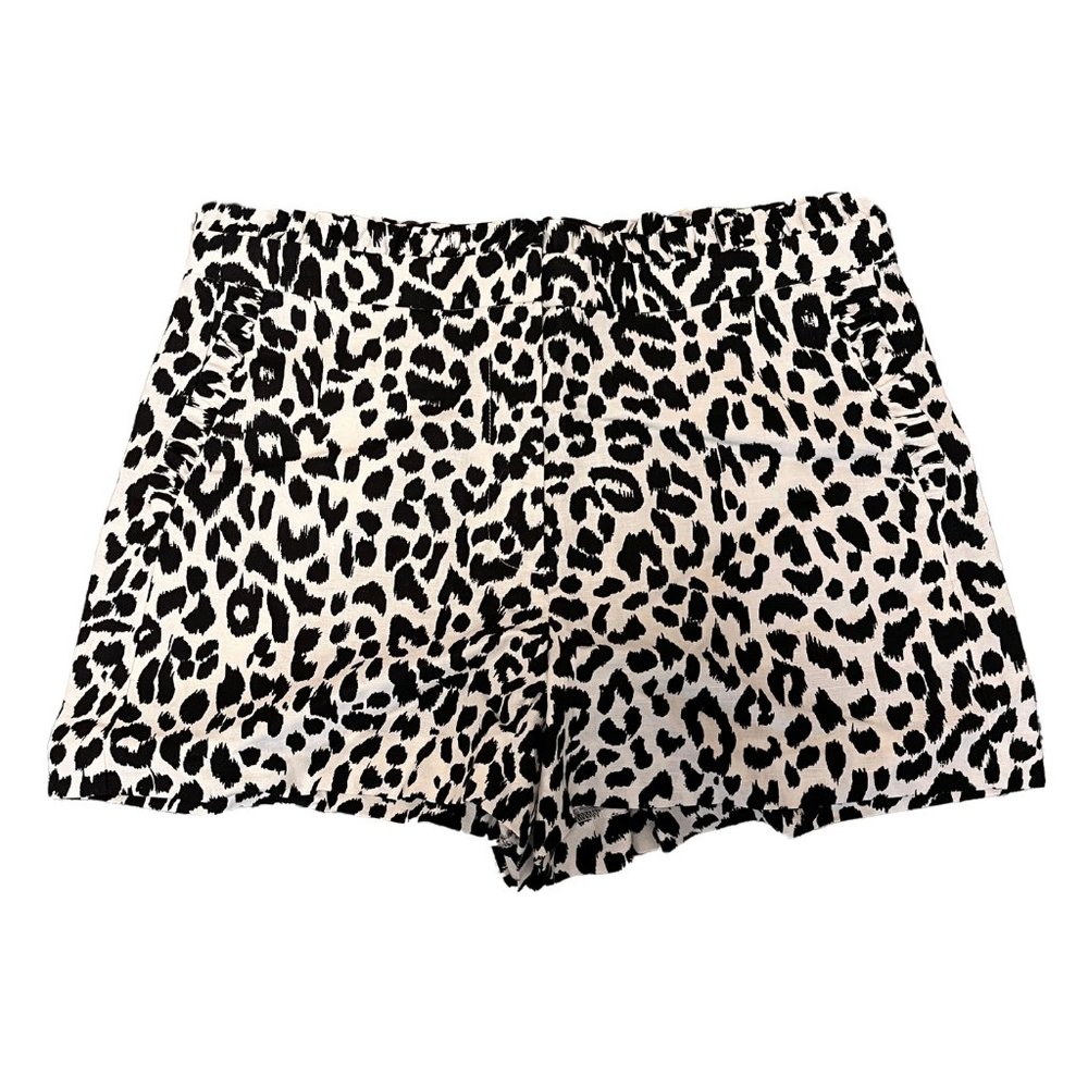 NWT J Crew High Waist Black & White Leopard Print Linen Shorts